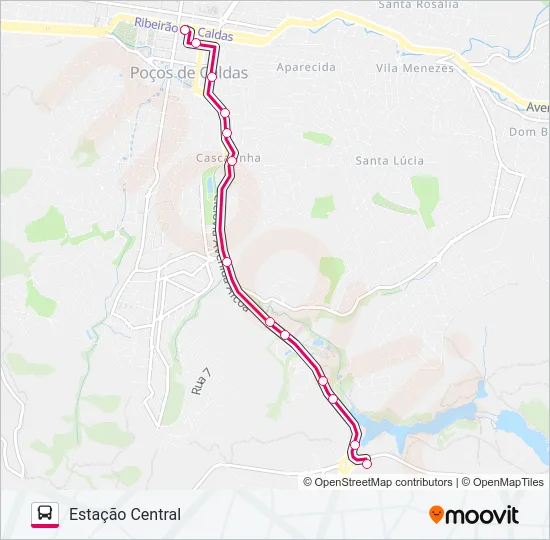 T010 ESTAÇÃO CENTRAL / ESTAÇÃO SUL Bus Line Map