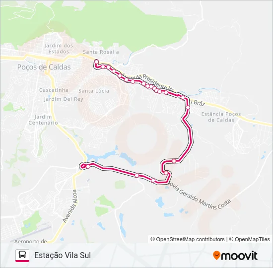 P021 ESTAÇÃO VILA NOVA / ESTAÇÃO SUL Bus Line Map