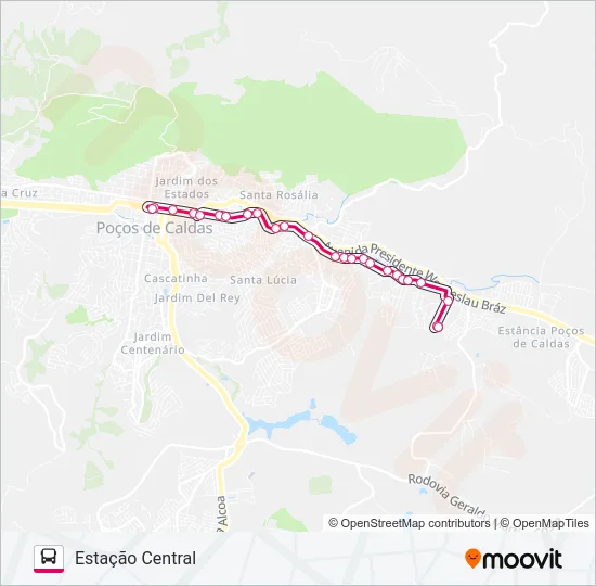 R220 PONTE COBERTA / ESTAÇÃO CENTRAL Bus Line Map