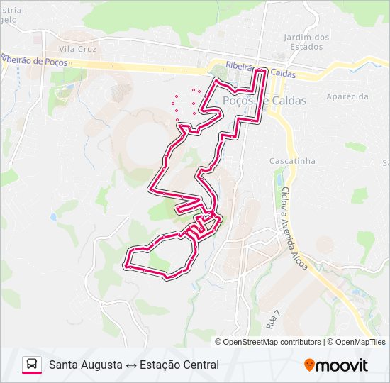 Mapa da linha R301 SANTA AUGUSTA / ESTAÇÃO CENTRAL de ônibus