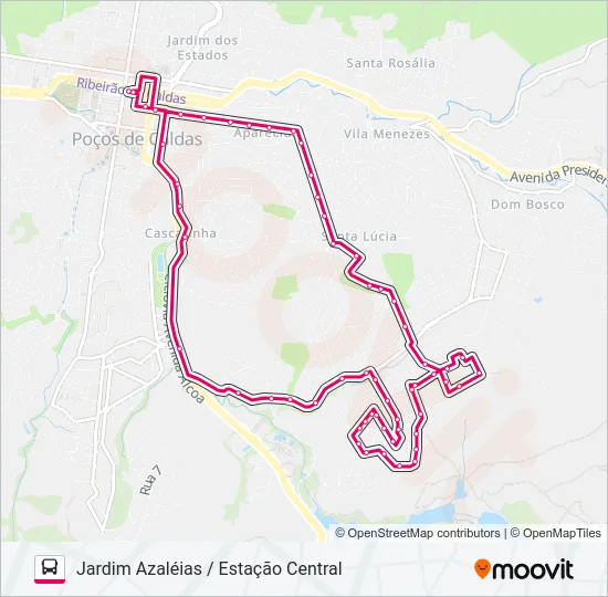 R204 JARDIM AZALÉIAS / ESTAÇÃO CENTRAL Bus Line Map