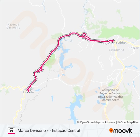 Mapa da linha R336 MARCO DIVISÓRIO / ESTAÇÃO CENTRAL de ônibus