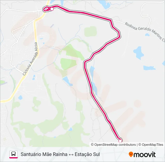 R117 SANTUÁRIO MÃE RAINHA / ESTAÇÃO SUL Bus Line Map