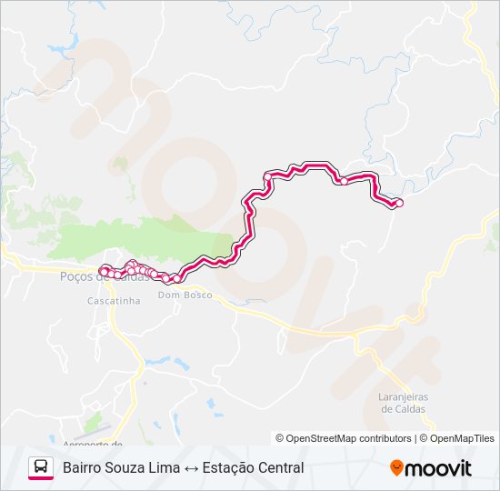Mapa da linha F208 BAIRRO SOUZA LIMA / ESTAÇÃO CENTRAL de ônibus
