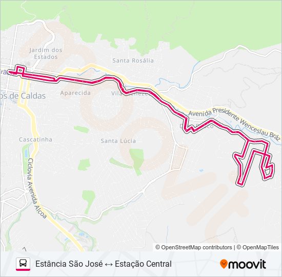 Mapa de R226 ESTÂNCIA SÃO JOSÉ / ESTAÇÃO CENTRAL de autobús