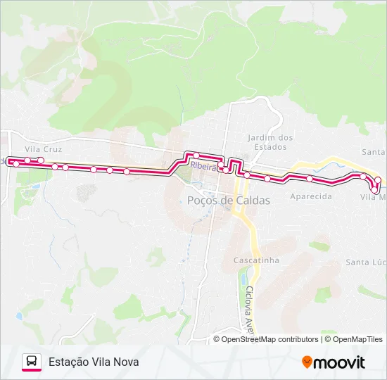 T032 ESTAÇÃO VILA NOVA / ESTAÇÃO VILA CRUZ Bus Line Map