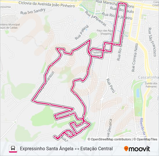 Mapa da linha R304 EXPRESSINHO SANTA ÂNGELA / ESTAÇÃO CENTRAL de ônibus