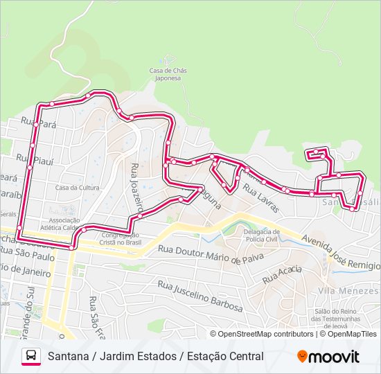 Mapa da linha R401 SANTANA / JARDIM ESTADOS / ESTAÇÃO CENTRAL de ônibus