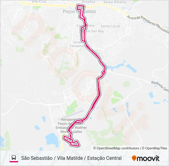 R103 SÃO SEBASTIÃO / VILA MATILDE / ESTAÇÃO CENTRAL Bus Line Map