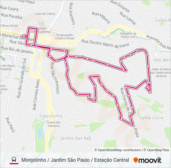 R202 MONJOLINHO / JARDIM SÃO PAULO / ESTAÇÃO CENTRAL Bus Line Map