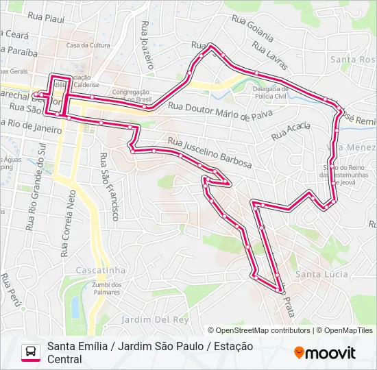 R203 SANTA EMÍLIA / JARDIM SÃO PAULO / ESTAÇÃO CENTRAL Bus Line Map