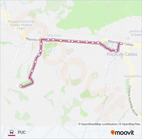 Mapa da linha LE01 PUC / PITÁGORAS de ônibus