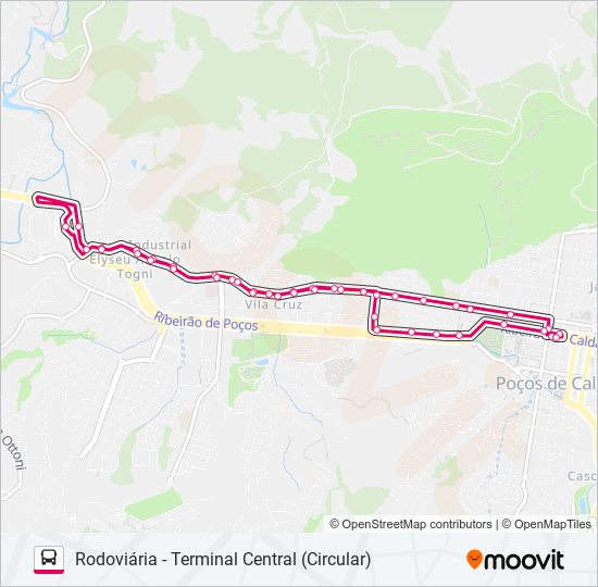 Mapa da linha R305 EXPRESSINHO CHAMPAGNAT / ESTAÇÃO CENTRAL de ônibus