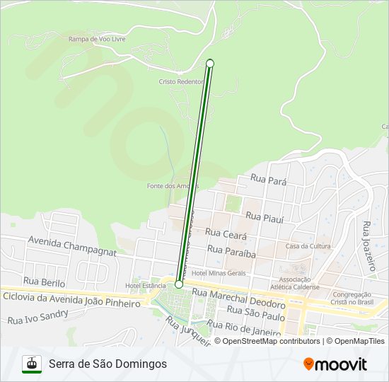 Mapa da linha SERRA DE SÃO DOMINGOS de teleférico