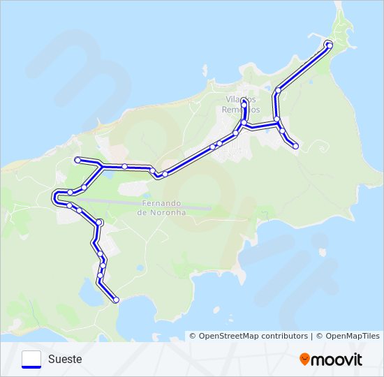 Mapa da linha PORTO / SUESTE de ônibus