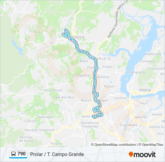 Mapa da linha 790 de ônibus