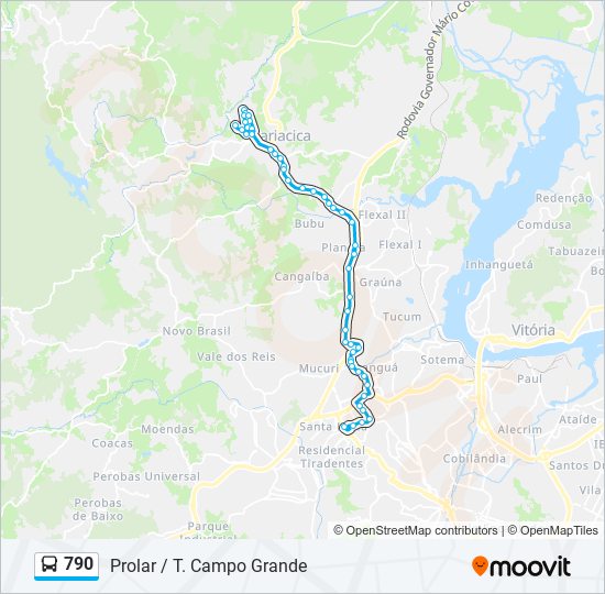 Mapa da linha 790 de ônibus