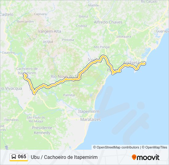 Mapa da linha 065 de ônibus