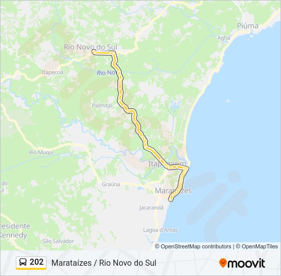 Mapa da linha 202 de ônibus