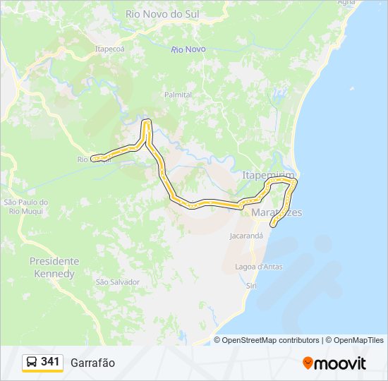 Mapa da linha 341 de ônibus