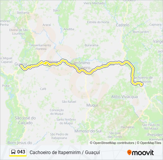 Mapa da linha 043 de ônibus