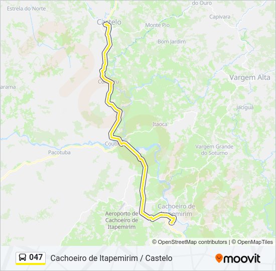 Mapa da linha 047 de ônibus