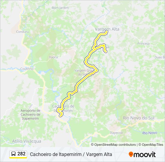 Mapa da linha 282 de ônibus