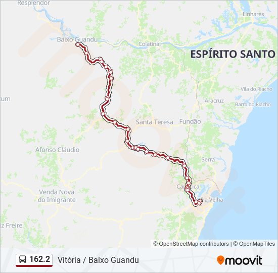 Mapa da linha 162.2 de ônibus