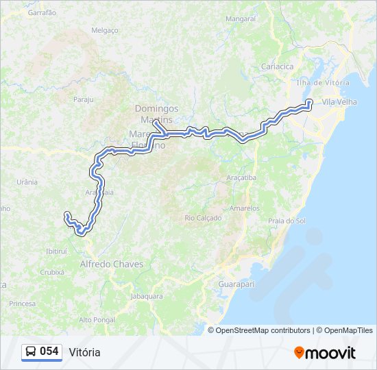 Mapa da linha 054 de ônibus