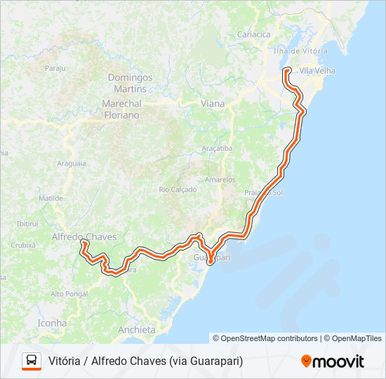 Mapa da linha 033 de ônibus