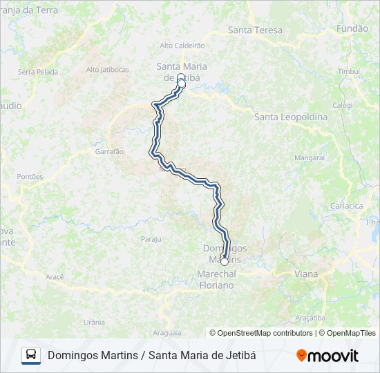 Mapa de DOMINGOS MARTINS / SANTA MARIA DE JETIBÁ de autobús