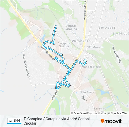 844 Bus Line Map