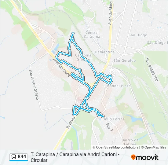 844 Bus Line Map