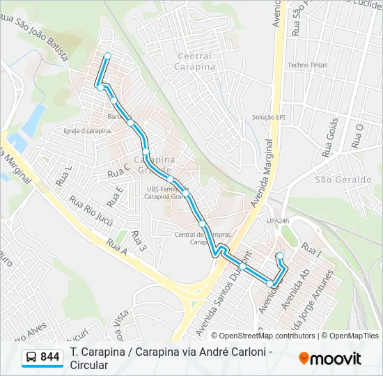 844 Bus Line Map
