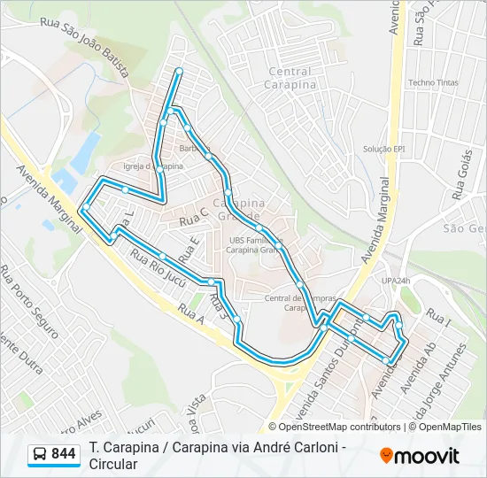 844 Bus Line Map