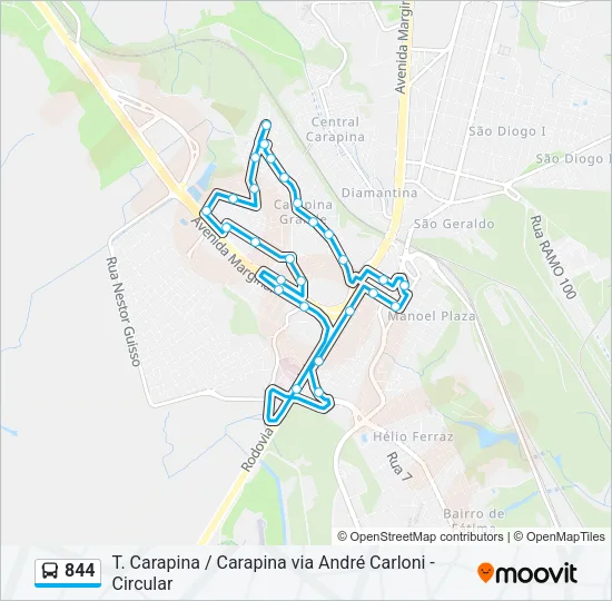 844 Bus Line Map