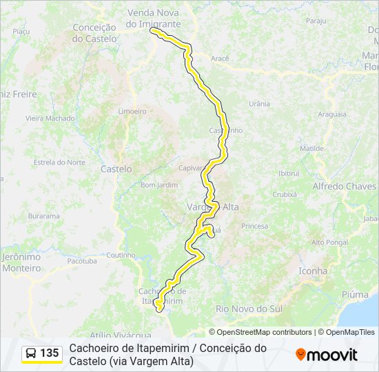 Mapa da linha 135 de ônibus