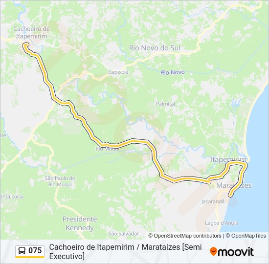 Mapa da linha 075 de ônibus