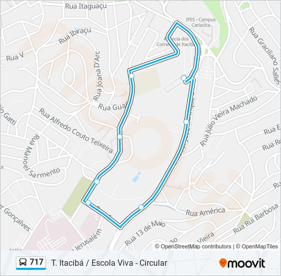 Mapa da linha 717 de ônibus