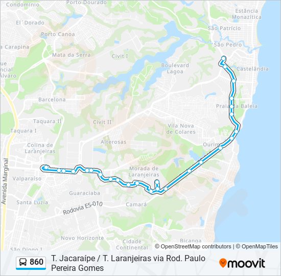 860 bus Line Map