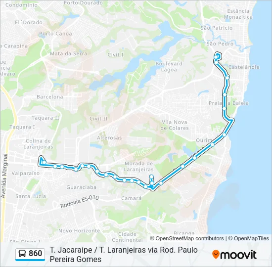 860 Bus Line Map