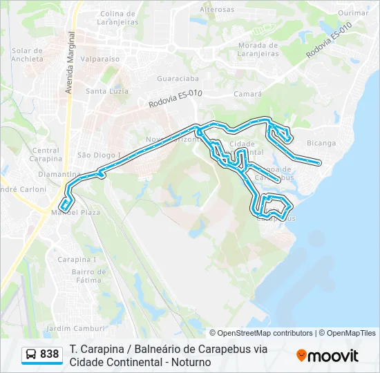 838 Bus Line Map