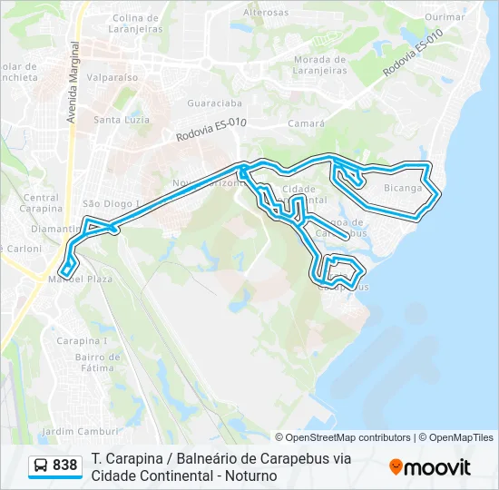 838 Bus Line Map