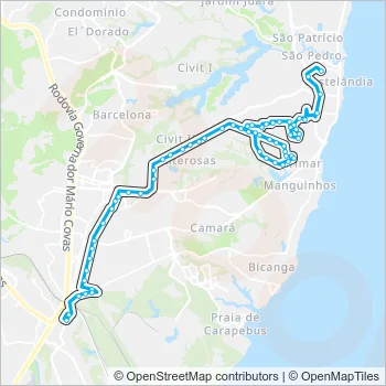 Rota da linha 899: horários, paradas e mapas - Castelândia