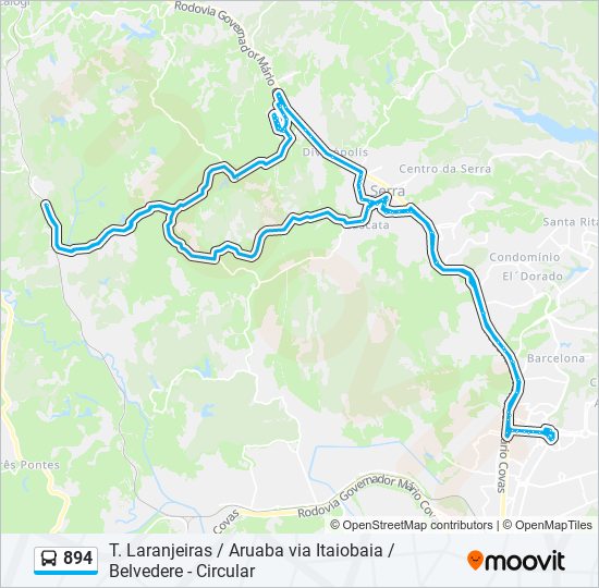 Mapa da linha 894 de ônibus