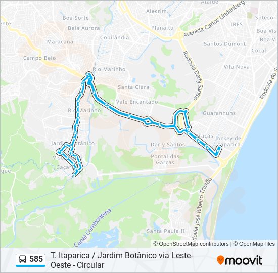 Mapa de 585 de autobús