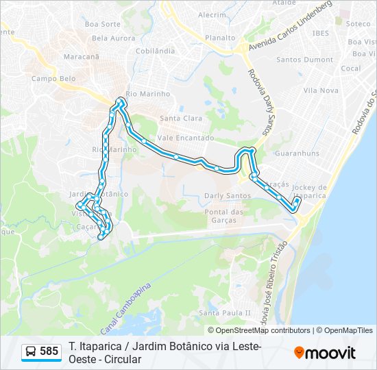 585 bus Line Map