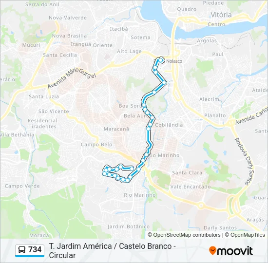 734 Bus Line Map