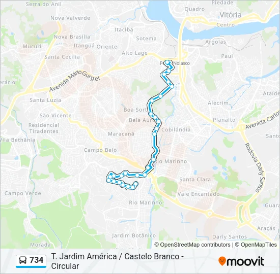 734 Bus Line Map