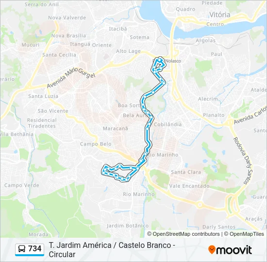 734 Bus Line Map